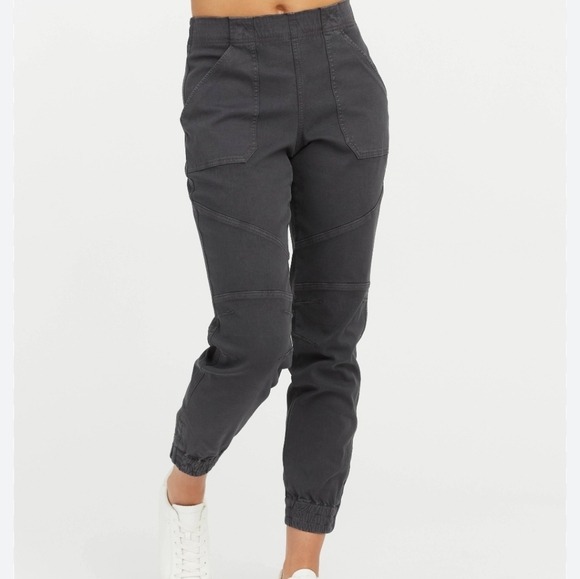 Spanx Women Charcoal Jogger Stretch Twill Cargo Pants Plus Size 2X - Picture 1 of 10